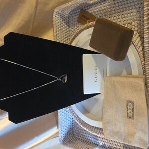 💥💥💥Gucci Silver Heart Charm Necklace With Dust Bag And Care Card